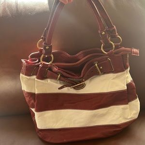 RED & WHITE STRIPE SHOULDER BAG